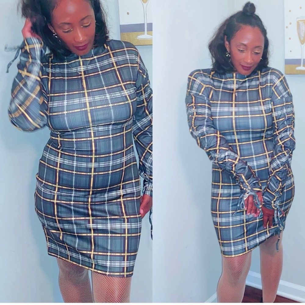 Plaid Long Sleeve Dress